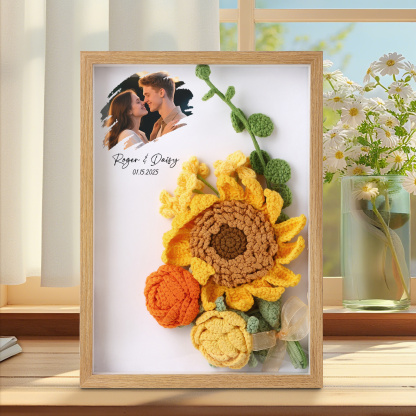 Personalized 3D Tulip Crochet Flower Photo Frame