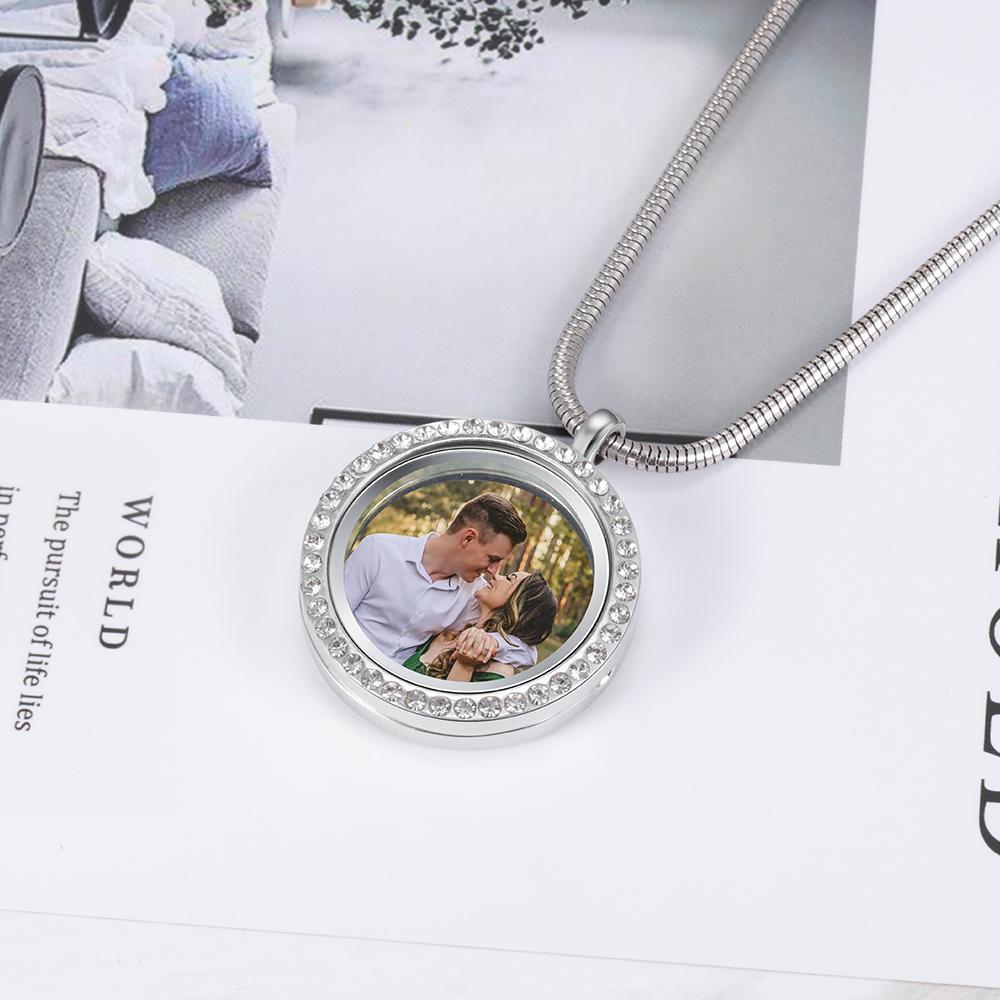 Custom Photo Locket Necklace Pendant  with Engraving Personalized Gift