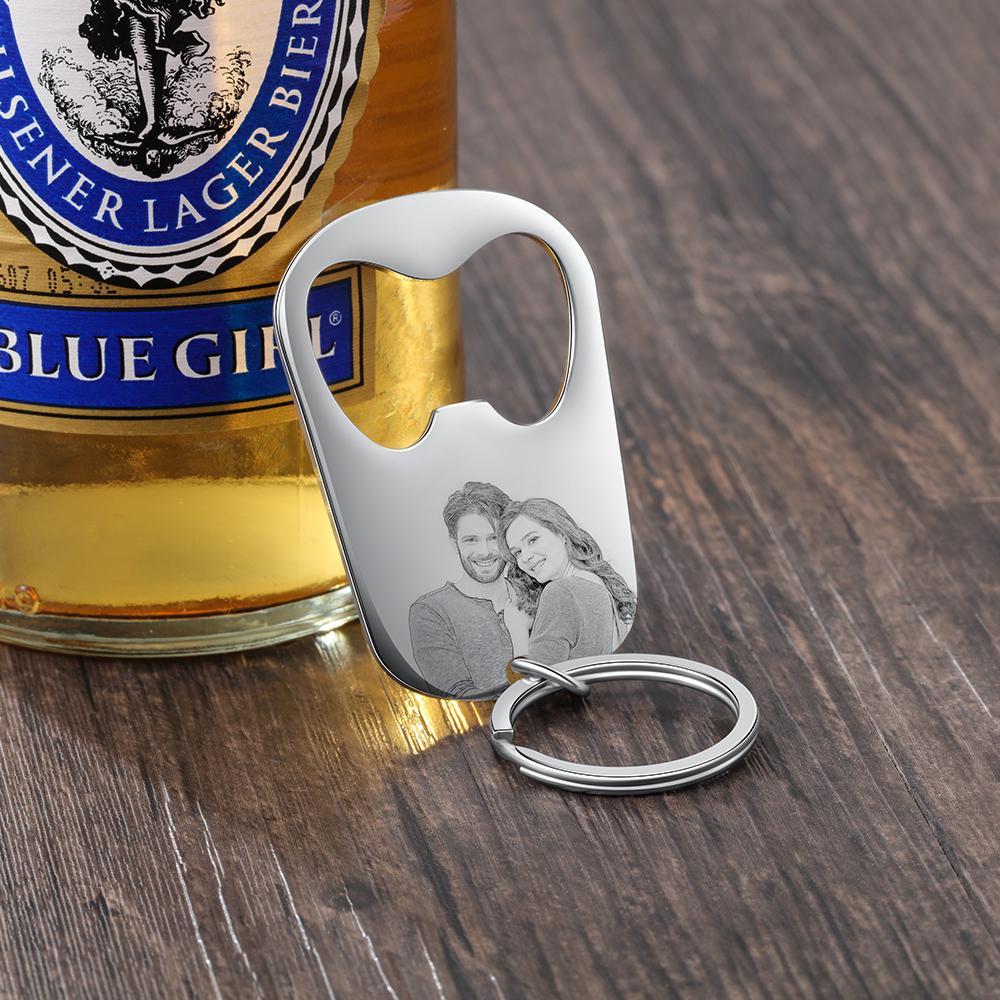 Custom Photo Keychain Personalized Bottle Opener Photo Engraved Gift for Father