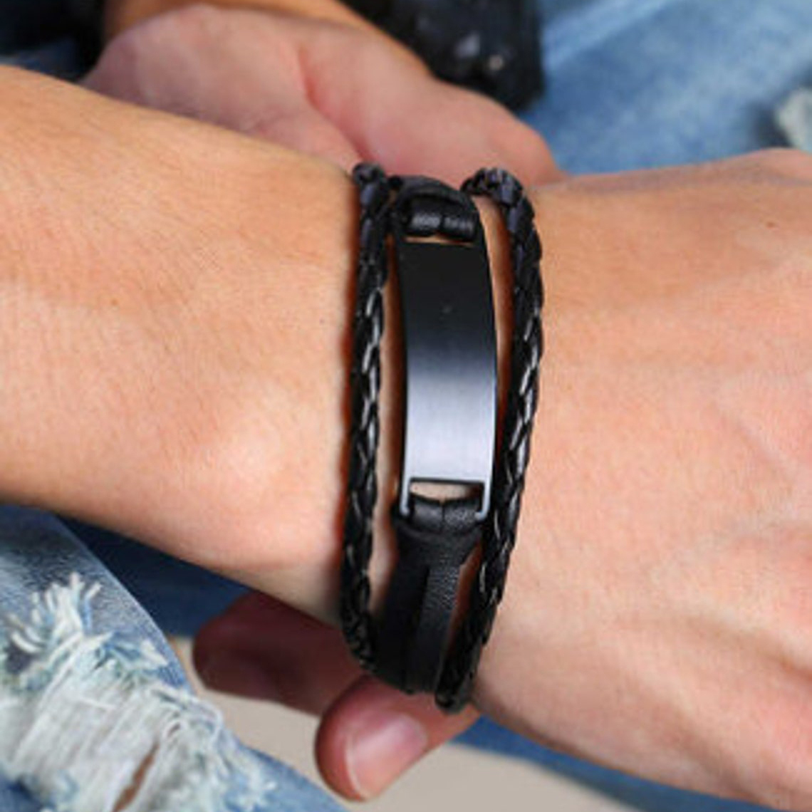 To My Son Braided Leather Bracelet "Never Forget That I Love You"