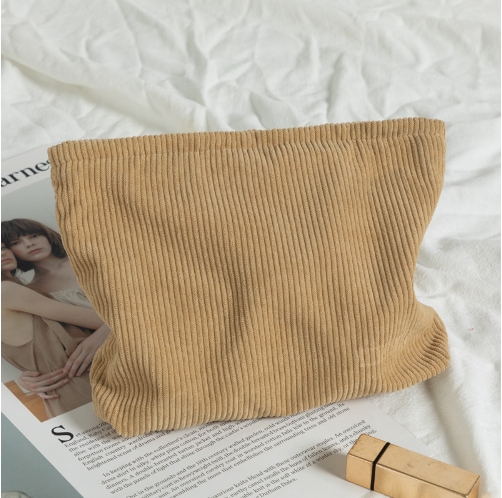 Soft Corduroy Makeup Bag Stylish Cosmetic Pouch Perfect Gift for Her