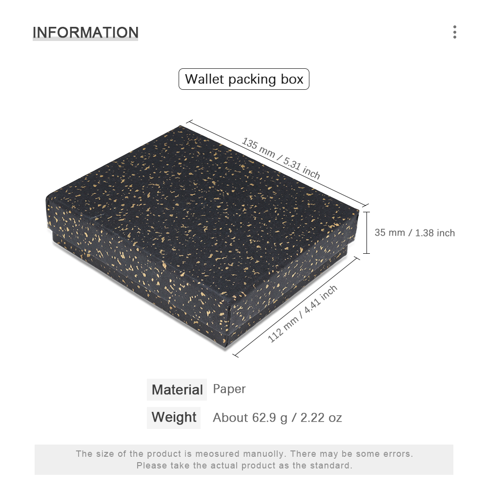 Luxury Men Wallet Packing Box – Black Speckled Gift Box for Wallets