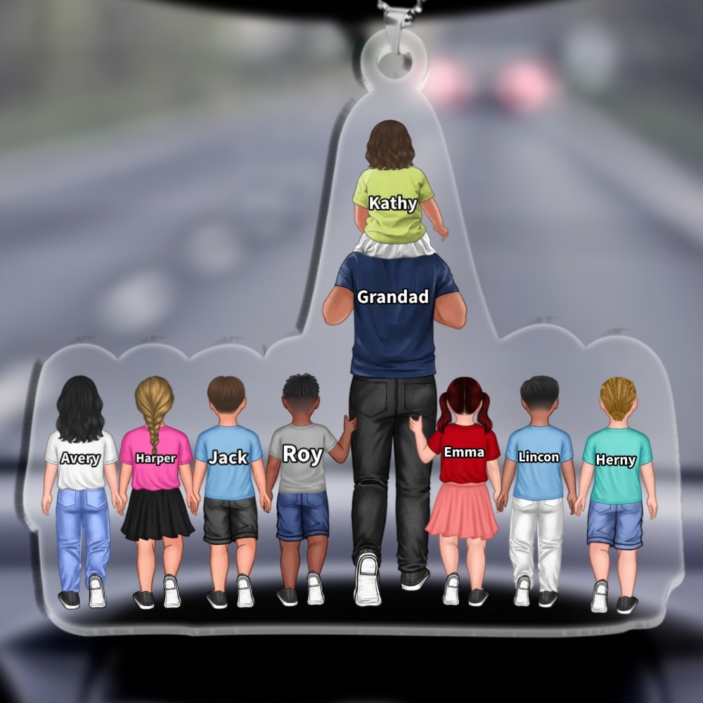 Personalized Family Hanging Ornament Custom 2–9 Names Keychain Acrylic Pendant Gift for Dad/Mom