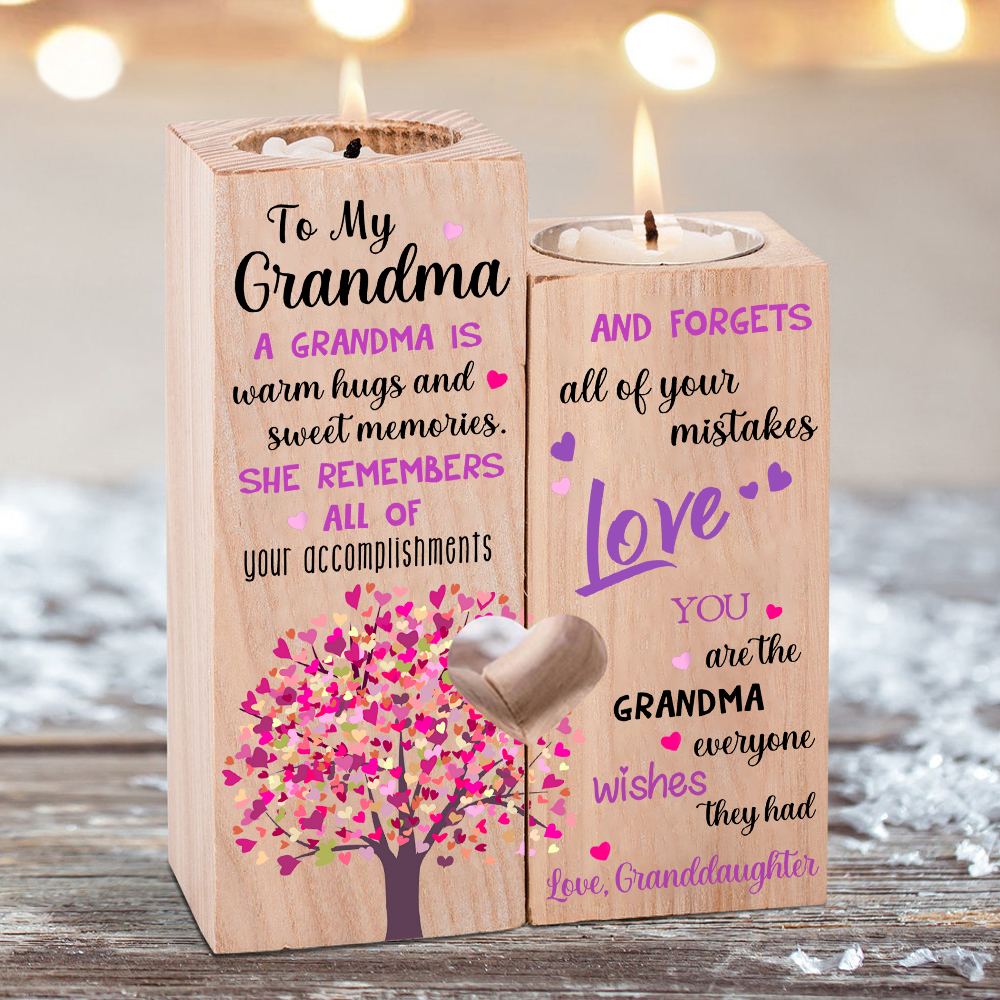 Wooden candle holder gift for Grandma