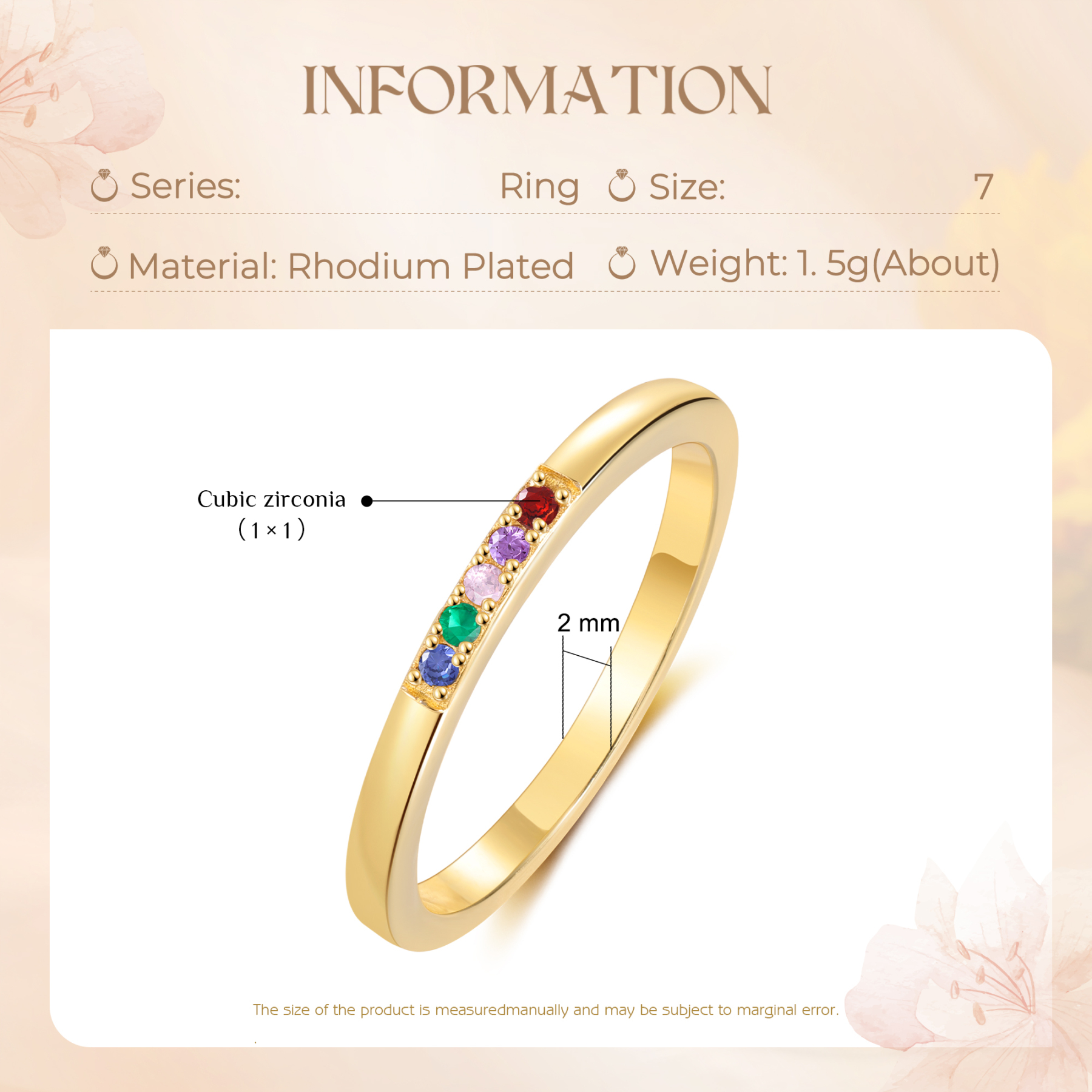 Personalized Women's Ring Custom 5 Birthstones Ring Birthday Gift for Her