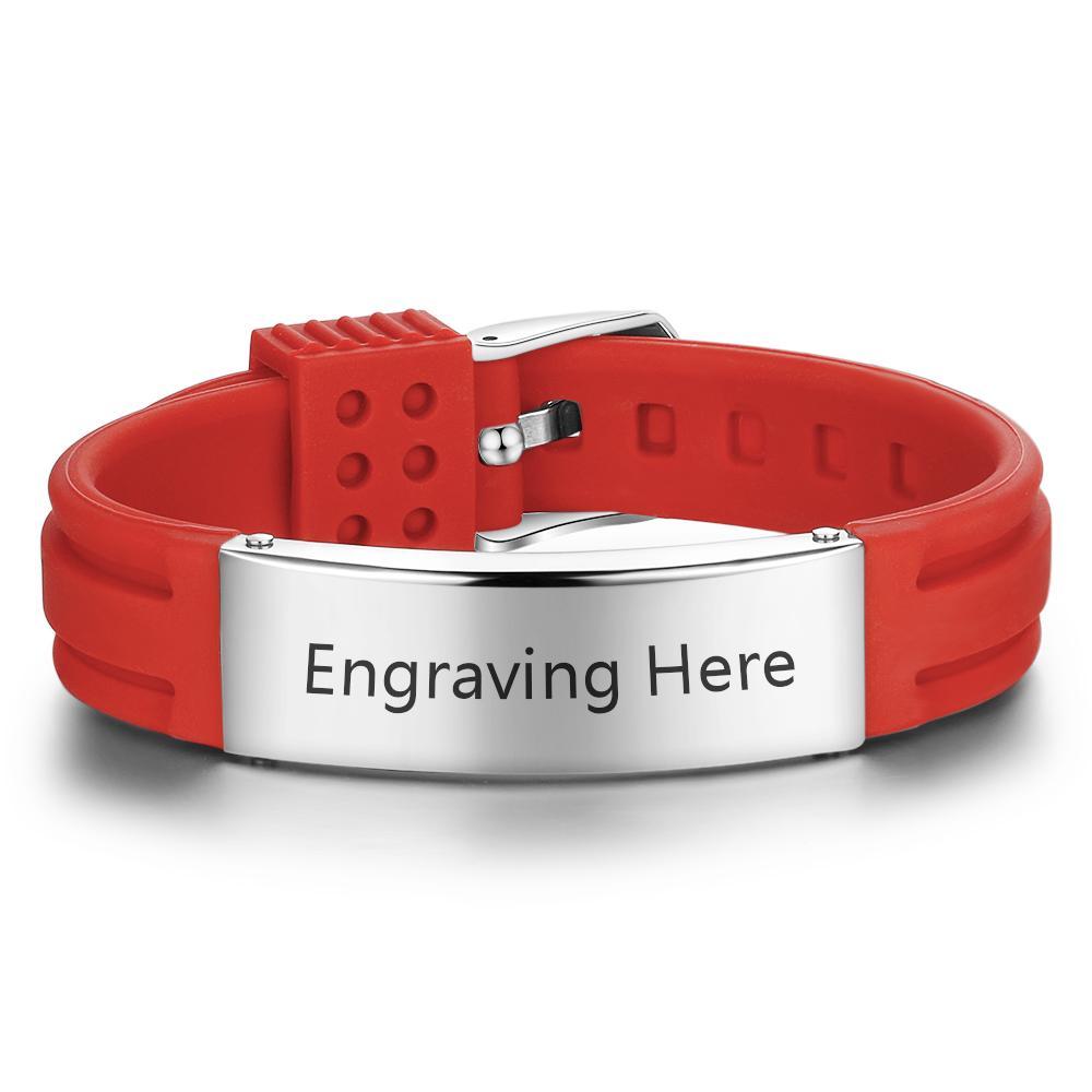 Engraved Medical Alert Bracelet Adjustable Silicone Waterproof Bracelet Women Men Personalized Emergency ID Wristband Multii Color