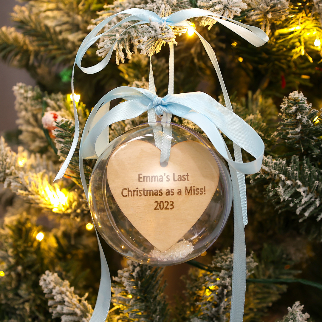 Personalized Heart Ball Ornament Custom 1st Christmas Bauble Gifts