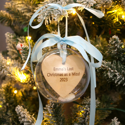 Personalized Heart Ball Ornament Custom 1st Christmas Bauble Gifts