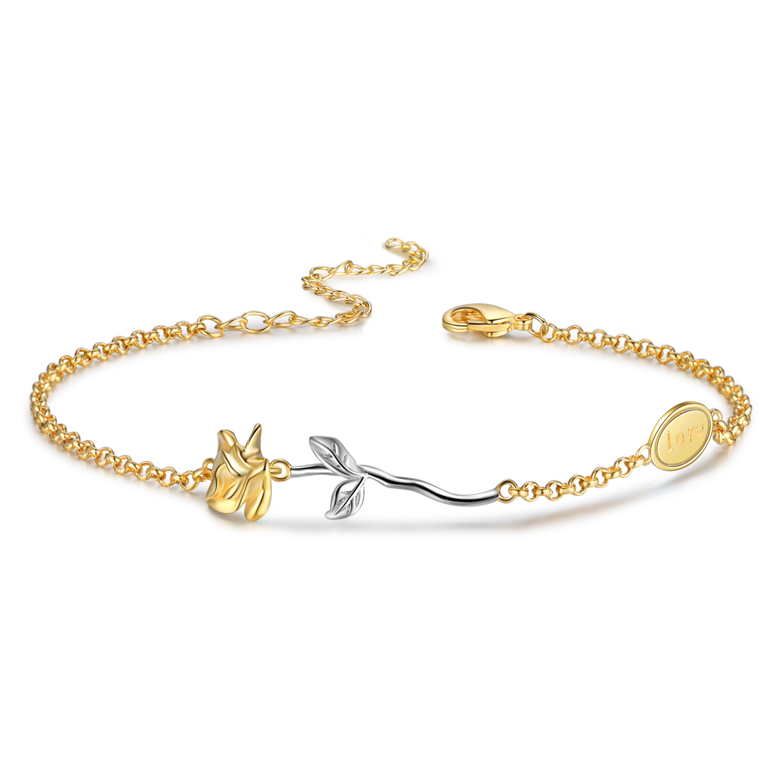 Rose Pendant Bracelet Simple Flower Bracelet for Women