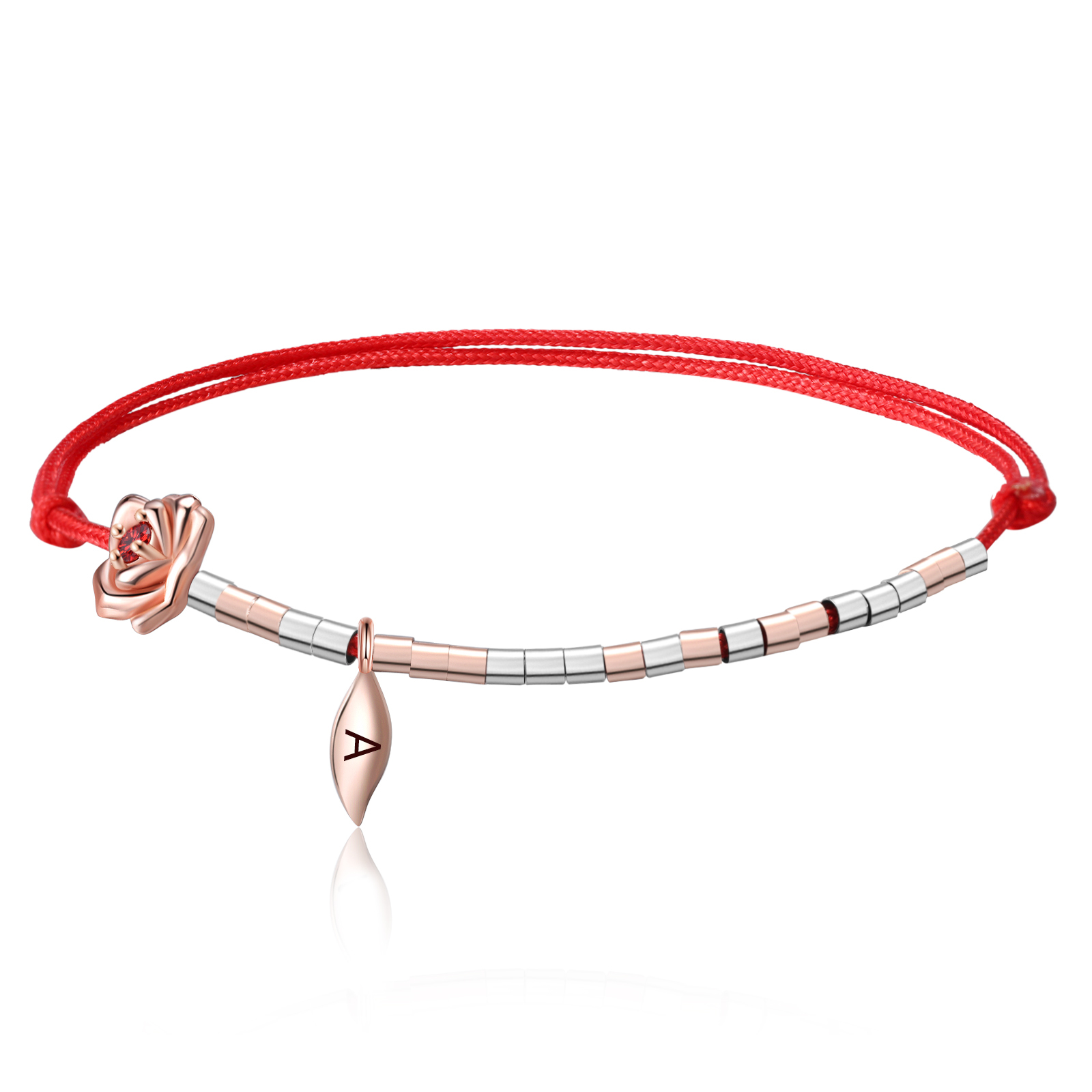 Love You Morse Code Bracelet Custom Initial Birthstone Rose Bracelet for Her