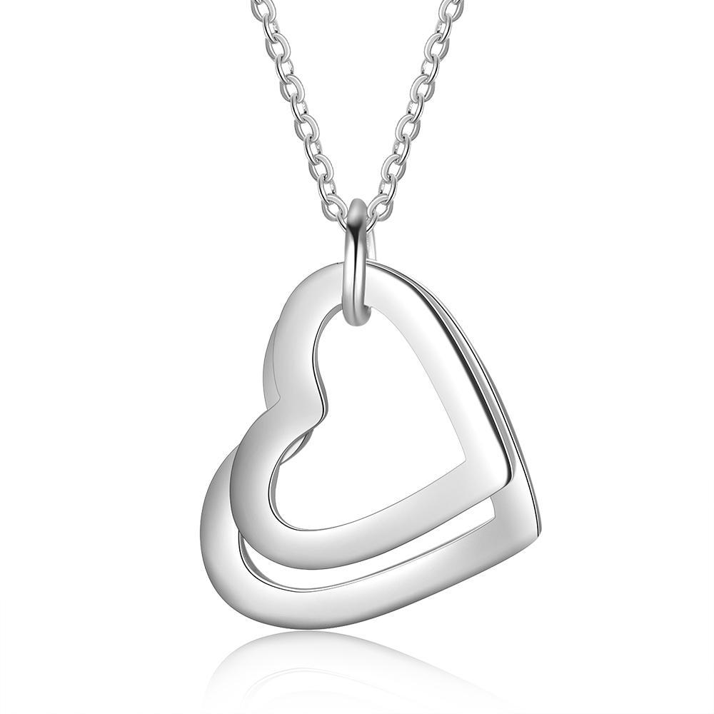 Heart Pendant Necklace Heart Matching Necklace Personalized Engraved 2 Names Mother Daughter Necklace