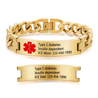 Personalized Medical Alert Bracelet ID Wristbands Stainless Steel Emergency Silver Bracelet