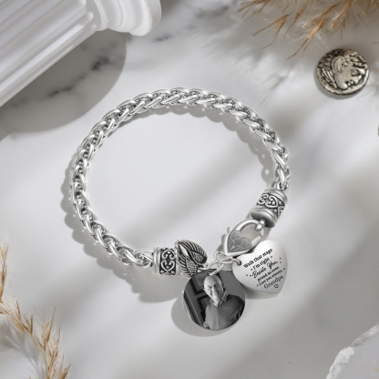 Personalized Memorial Grandpa Bracelet Custom Photo Engraved Gift for Loved One | Lorajewel