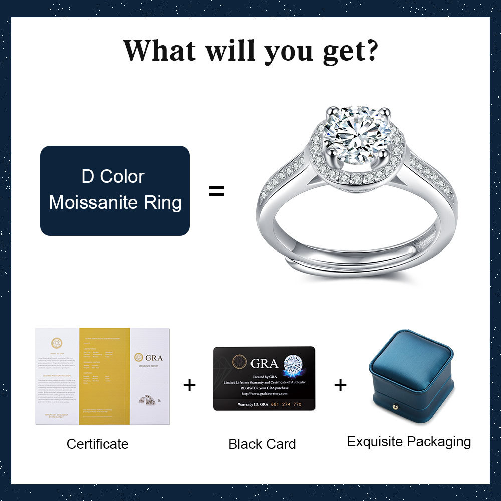 Round Cut Moissanite Ring Engagement Rings Solitaire Ring with CZ Stones Sterling Silver