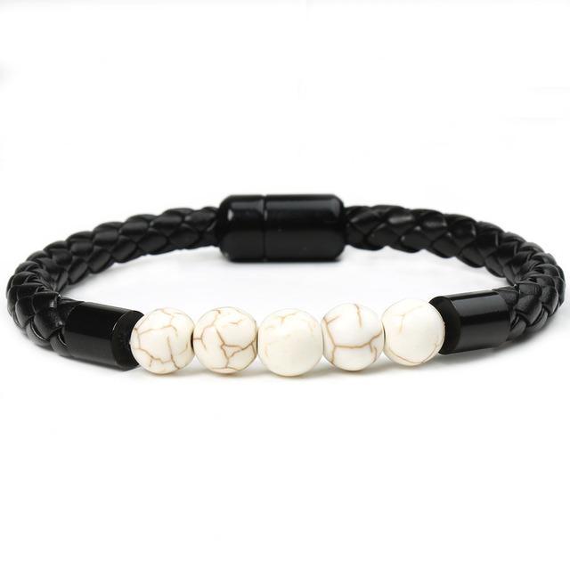 Tiger Eye Black Onyx Beaded Bracelet Men