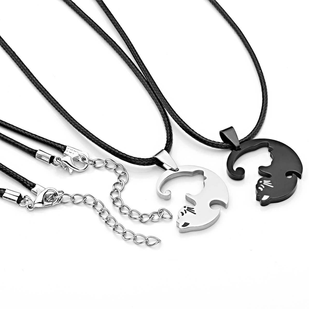 Black and White Cat Keychain Matching Keychain Gifts for Couple