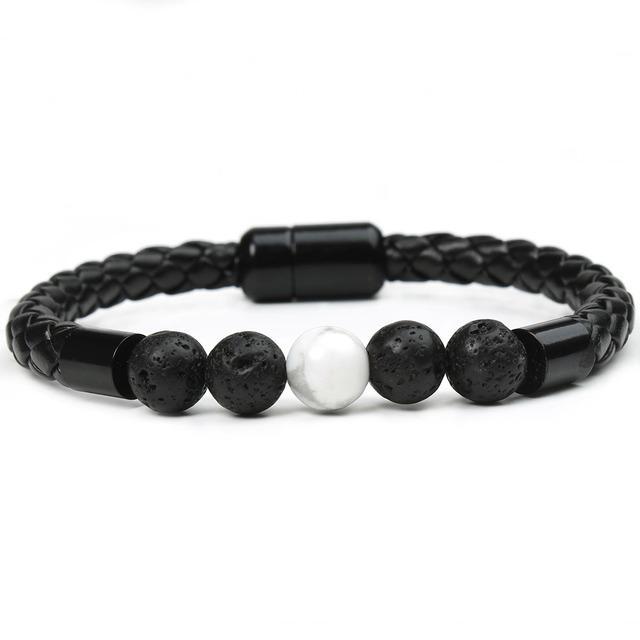 Tiger Eye Black Onyx Beaded Bracelet Men