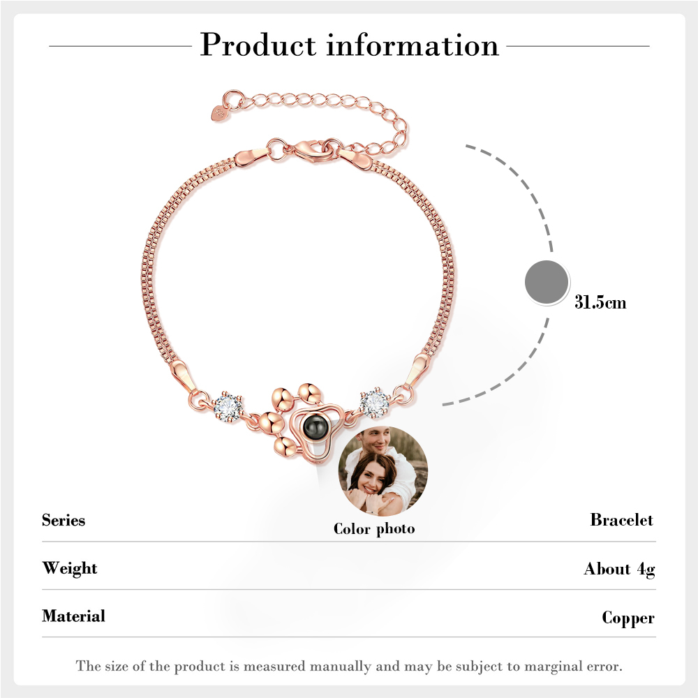 Paw Projection Bracelet Personalized Photo Bracelet Creative Gift for Her