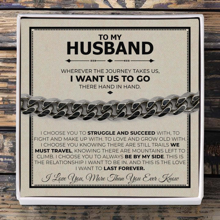 To My Husband Cuban Chain Bracelet Set Stainless Steel Bracelet - I Love You, More Than You Ever Know