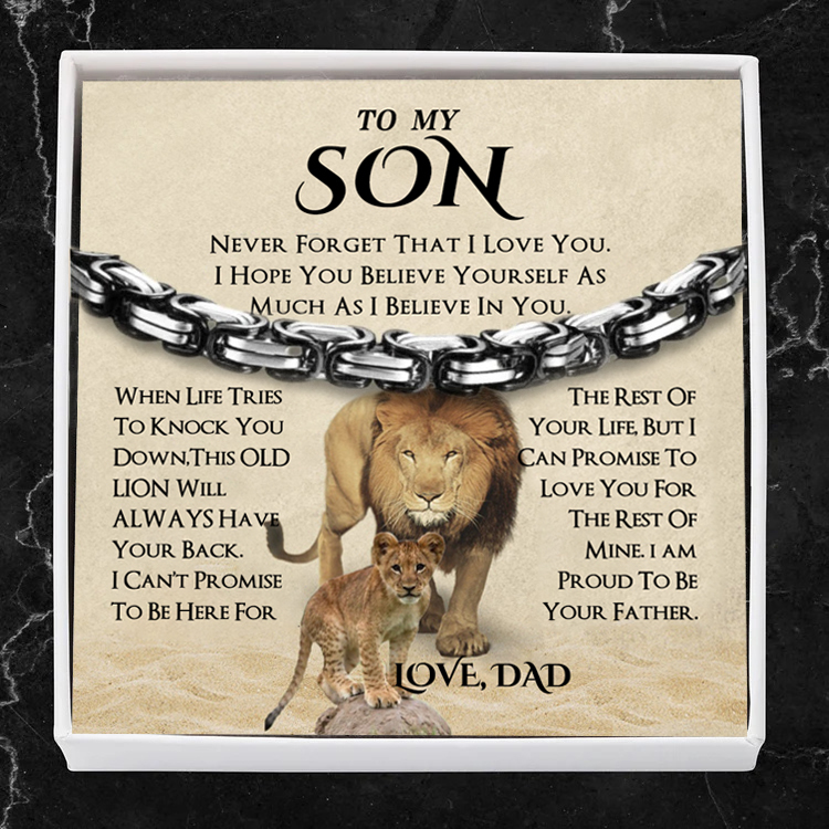 To My Son Cuban Link Bracelet Stainless Steel Bracelet Dad to Son Warm Gift - I Am Proud Of Your Father