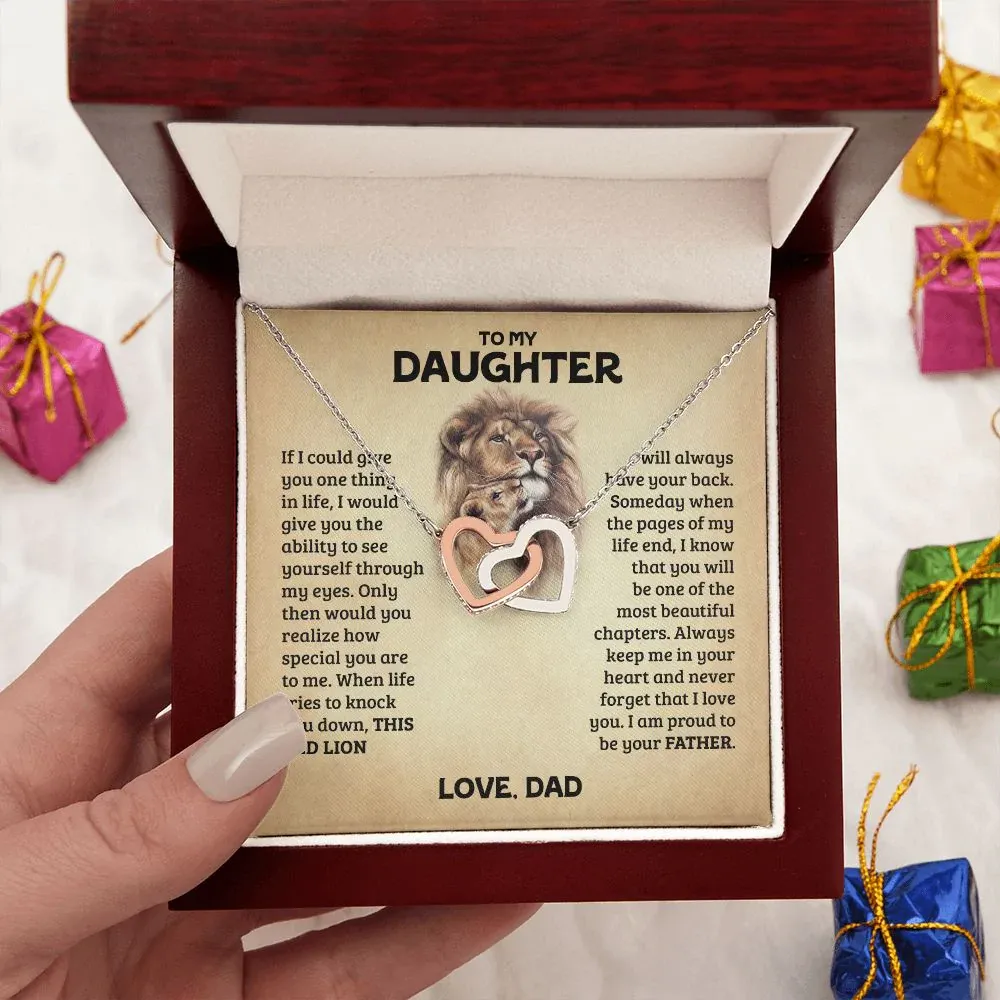 To My Daughter From Dad S925 Interlocking Heart Necklace