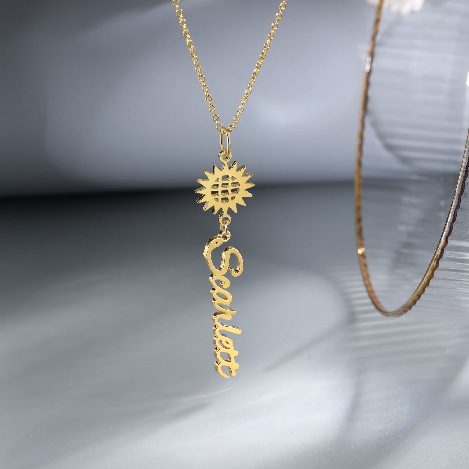 Personalized Sunflower Name Necklace Gifts for Her