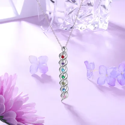 Personalized Birthstone Necklace Bracelet Set Cascading Pendant Heart Bangle Custom with 8 Birthstones 8 Names Christmas Gift