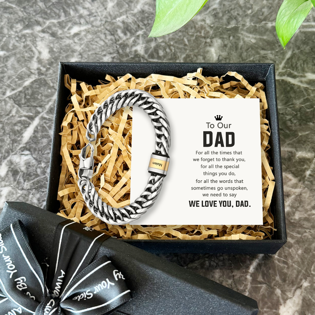 Personalized Cuban Chain Bracelet Custom 1 Name Bead Men's Bracelet