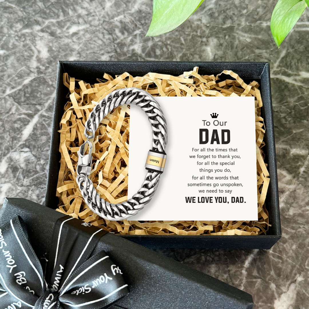 Personalized Cuban Chain Bracelet Custom 1 Name Bead Men's Bracelet