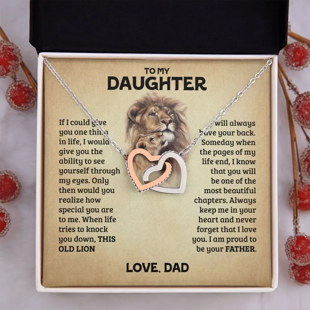 To My Daughter From Dad S925 Interlocking Heart Necklace