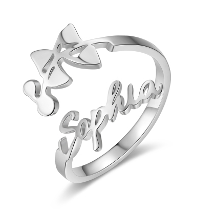 Lily of the Valley Name Ring Personalized May Birth Flower Ring for Her