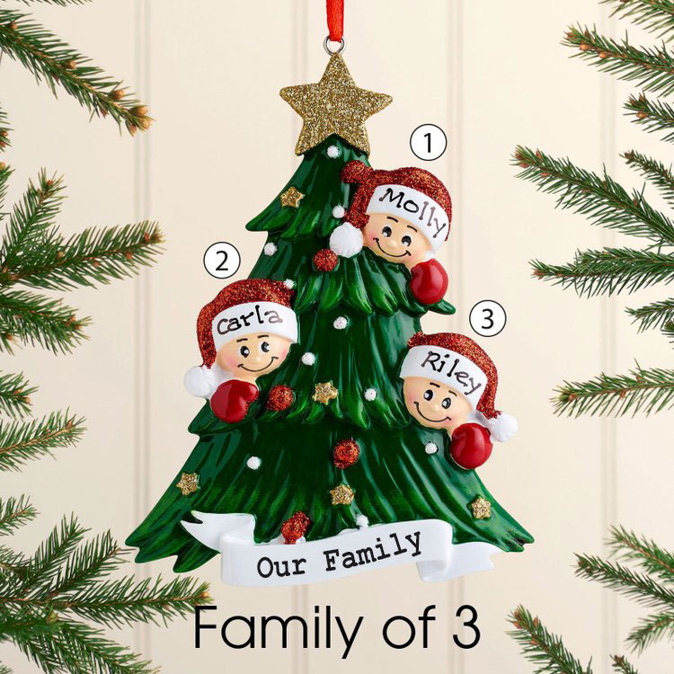 Personalized Family Christmas Ornament Custom 3 Names Hanging Ornament Gifts For Family