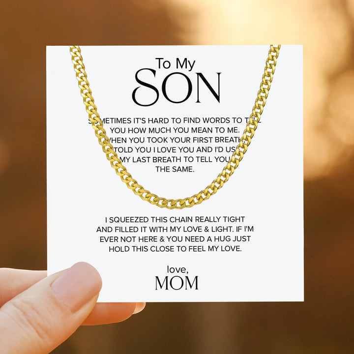 Mom To Son Cuban Link Chain Necklace Gift Set