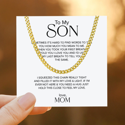 Mom To Son Cuban Link Chain Necklace Gift Set