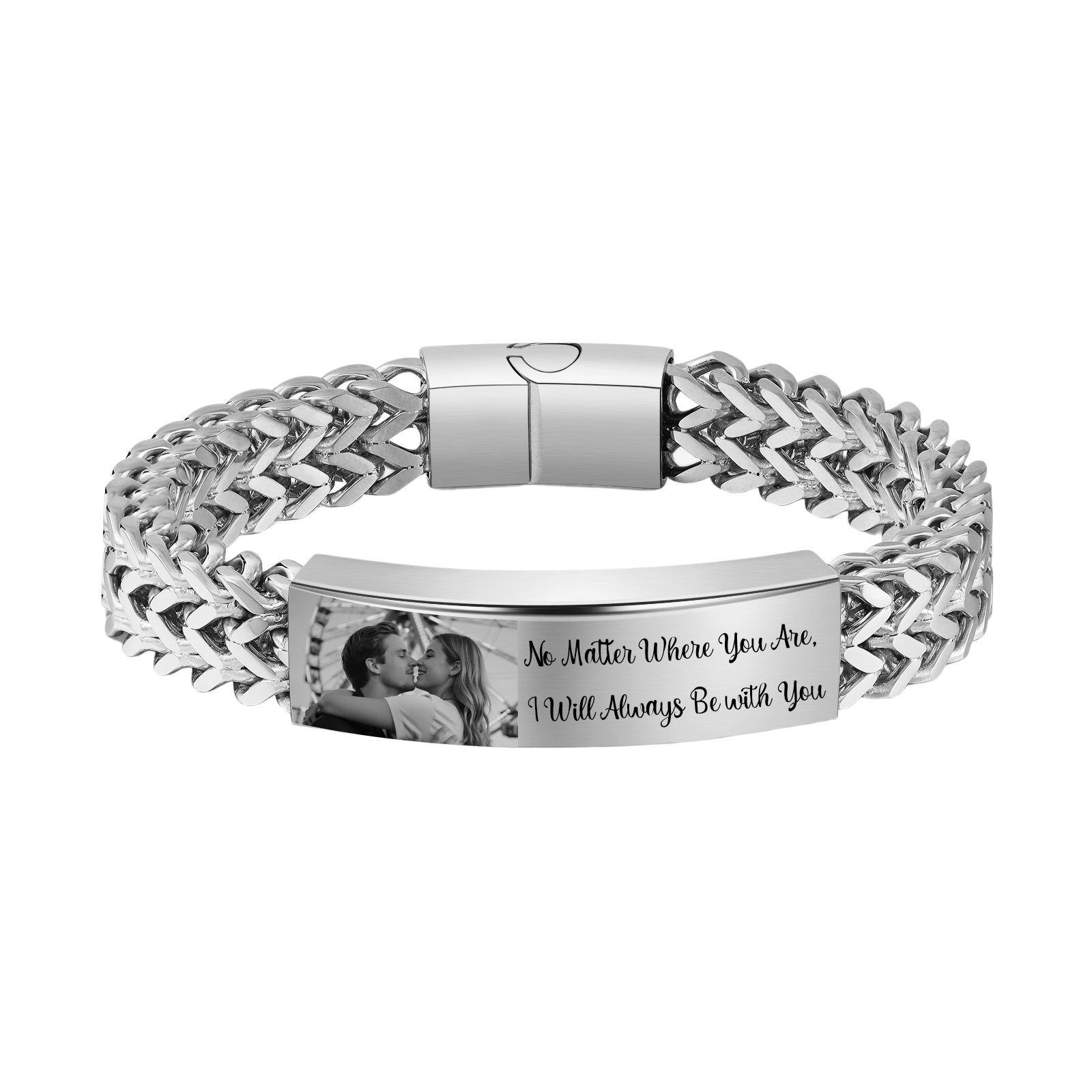 Personalized Photo Engraved Mens Bracelet Stainless Steel Custom Gift Anniversary Birthday for Boyfriend Husband Him Keepsake | Jessemade
