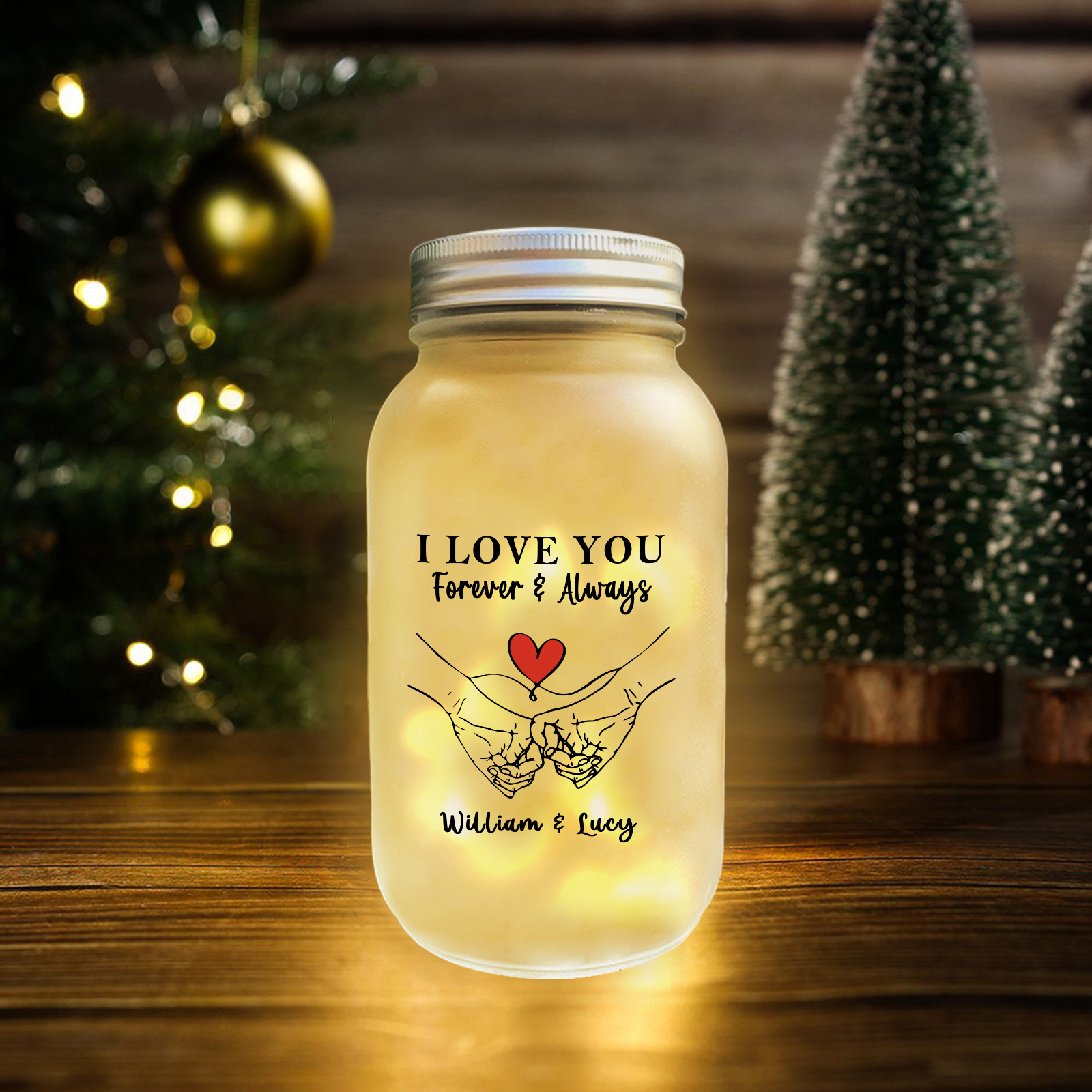 thumbnail image 2 of Personalized 'I Love You' Mason Jar Light – 16oz Sentimental Gift For Mom, Grandma, Home Decoration With Starry Lights 2 of 3