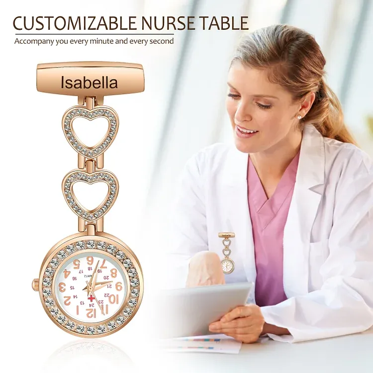 Personalized Name & Text Nurse Watch Portable Nurse Watch with Lapel Pin Gift for Doctor/Nurse