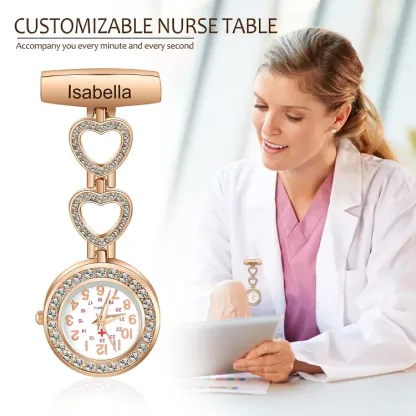 Personalized Name & Text Nurse Watch Portable Nurse Watch with Lapel Pin Gift for Doctor/Nurse