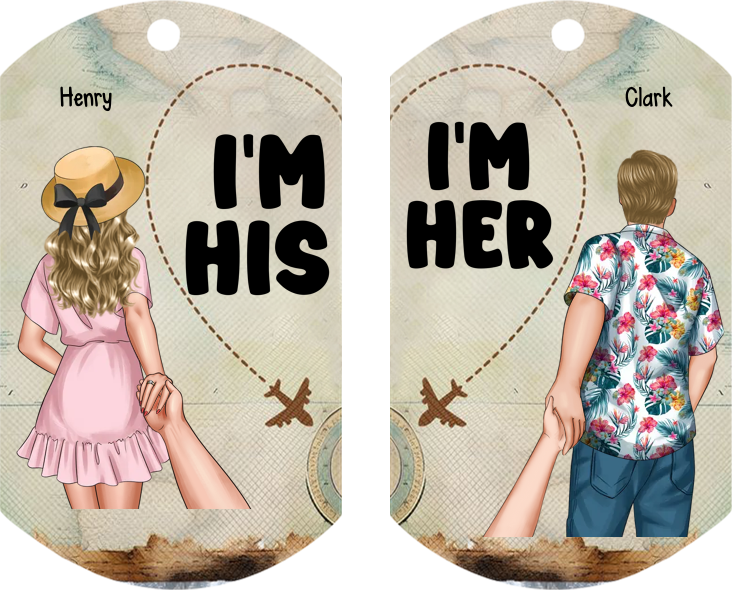 Personalised Couple Keyring I’m His I’m Hers Design Valentine’s Day Gift for Couples