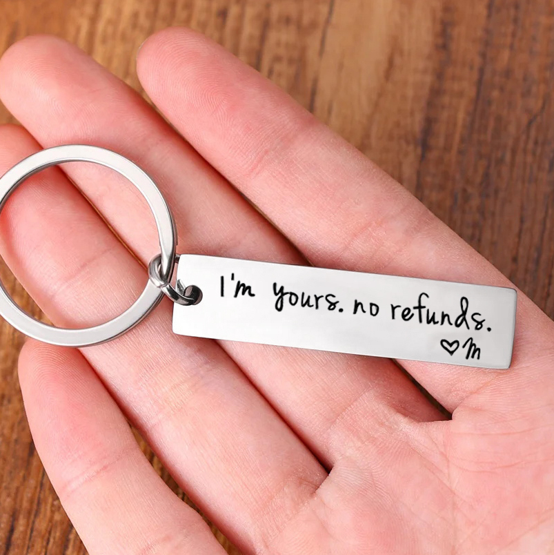 Funny Couple Keychain Personalized Initial Key Rings I'm yours. no refunds Funny Gift for Couple