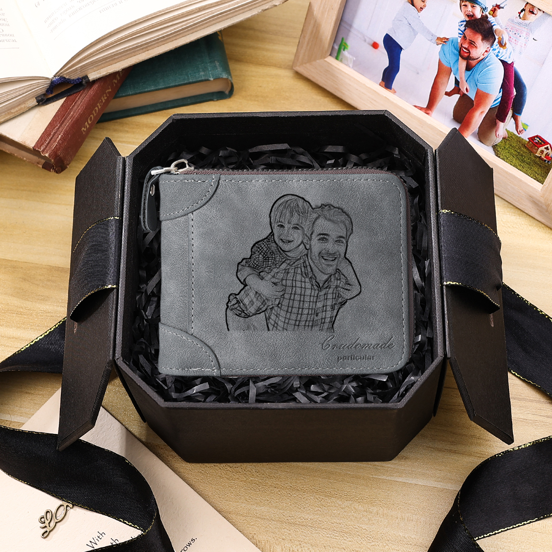 Photo Custom Wallet Dark Gray Personalized Gifts Zipper Wallet