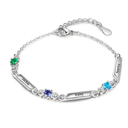 Personalized Family Birthstone Bracelet with 1-5 Names 