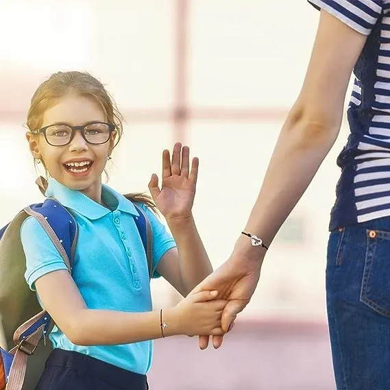 2 Pcs Back to school Love Dinosaur Combination Bracelet Set, Adjustable Bracelets Gift With Gift Card Set For Kids