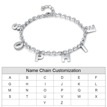Initial Name Bracelet Beaded Chain Custom Letter Bracelet for Women