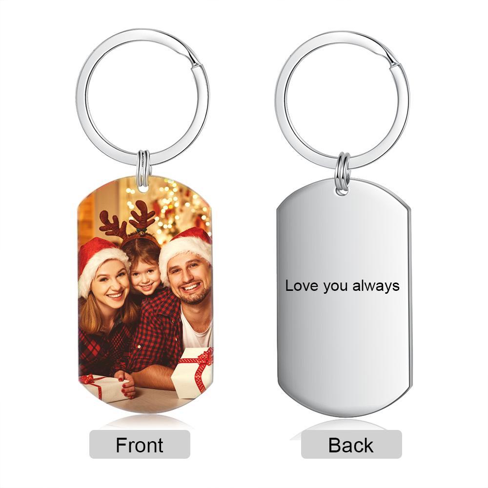 Custom Photo Keychain With Engraving Personalized Photo Gift for Dad