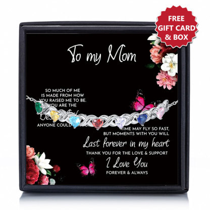 Family Custom Bracelet Heart Personalized with 7 Birthstones