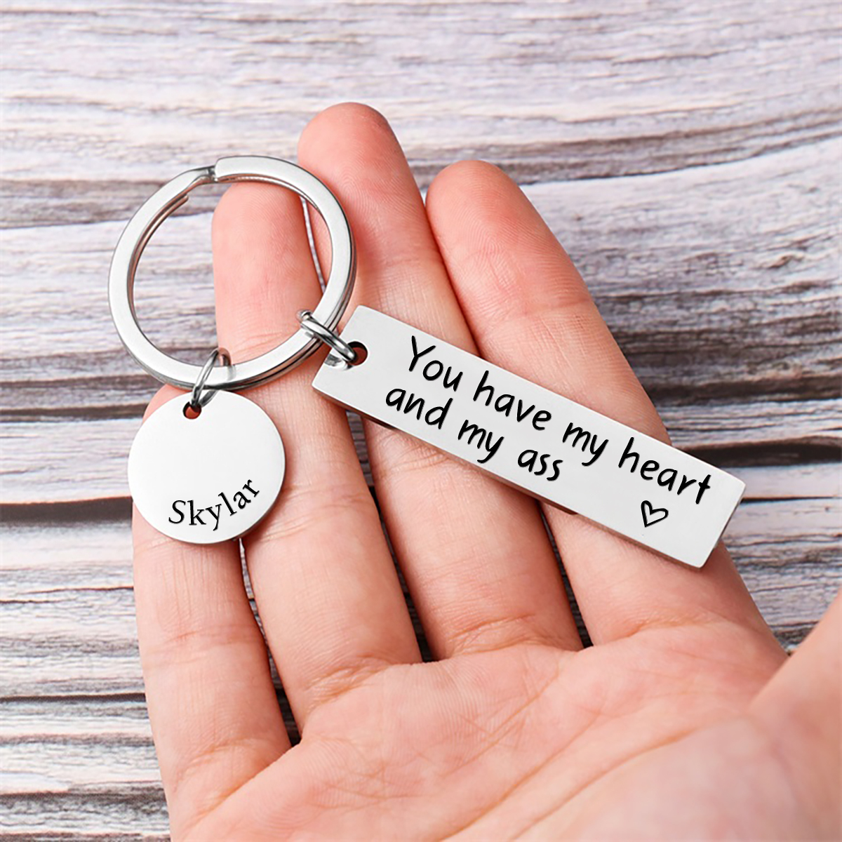 Personalized Couple Keychain Custom Name Keyring "You Have My Heart And My Ass" Valentine's Day Gifts for Couples