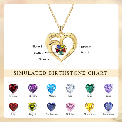 Personalized S925 Heart Necklace with 1-5 Names