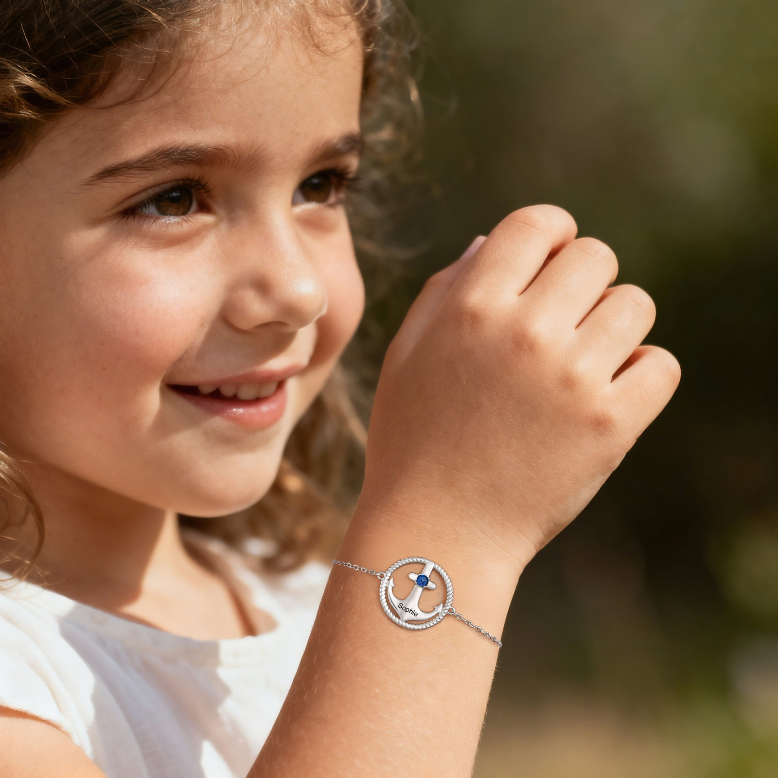 Personalized Birthstone S925 Bracelet with Names for Parent-child