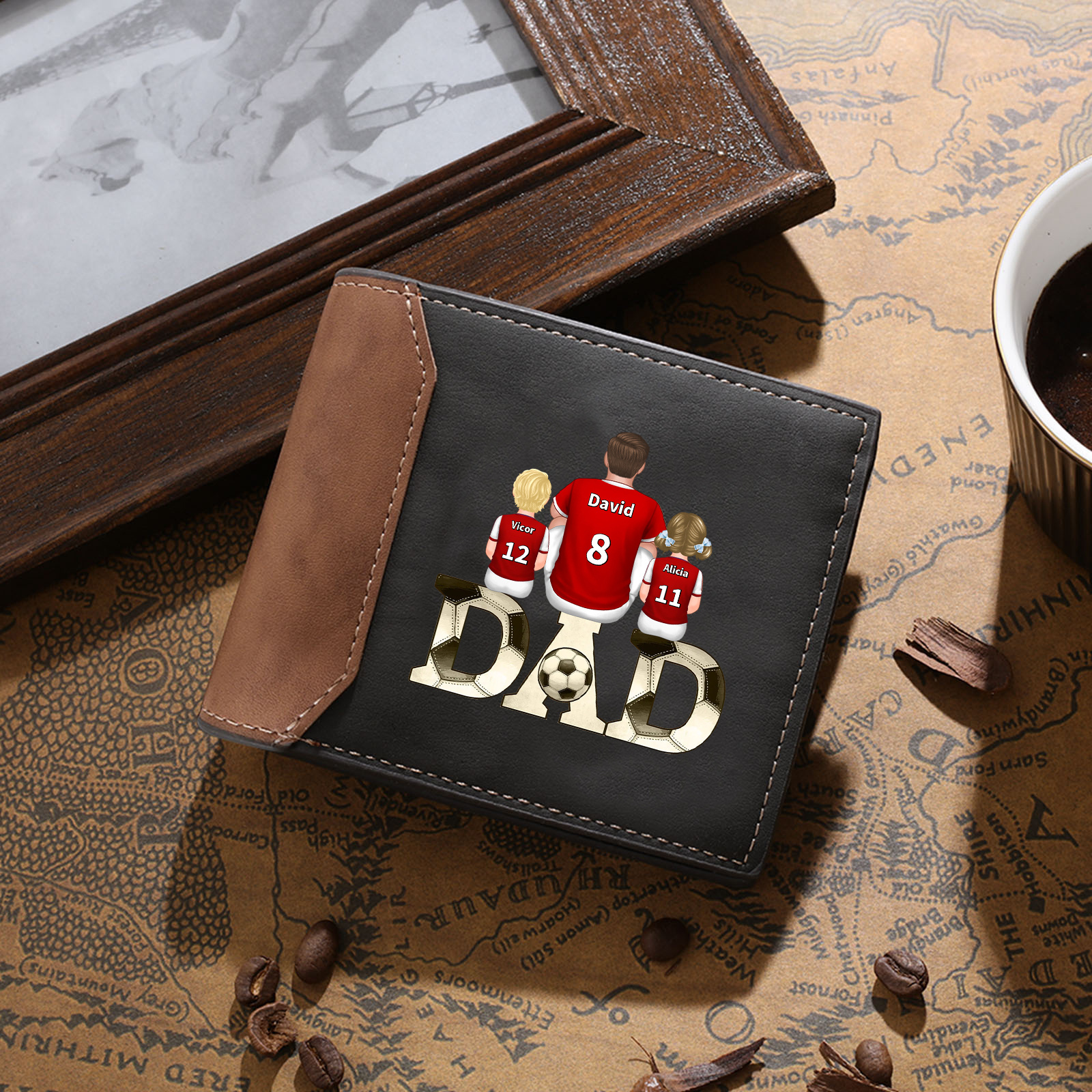 Personalized Soccer Dad Wallet – Custom Name and Number, PU Leather, Great Father’s Day Gift | Lorajwel